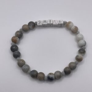 2XL bead bracelet - Soft brown color with "SMILE" lettering