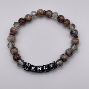 L bead bracelet - Brown color with "MERCY" lettering
