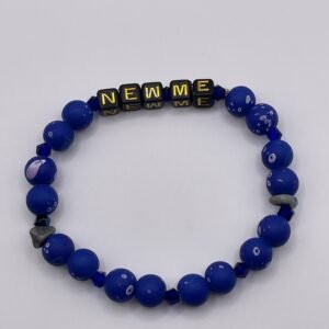 M bead bracelet - Deep blue color with "NEW ME" lettering