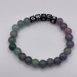 M bead bracelet - Mixed green and purple color with "GRACE" lettering