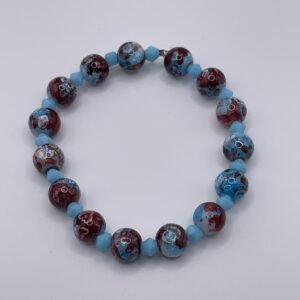 S bead bracelet - Mixed turquoise and chocolate color