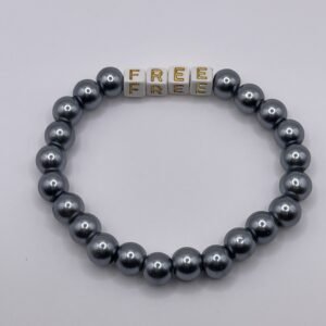 S bead bracelet - Grey color with "FREE" lettering