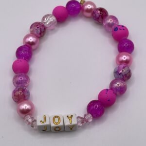 S bead bracelet - Mixed pink color with "JOY" lettering