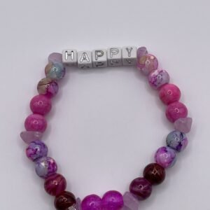 S bead bracelet - Mixed pink with "HAPPY" lettering